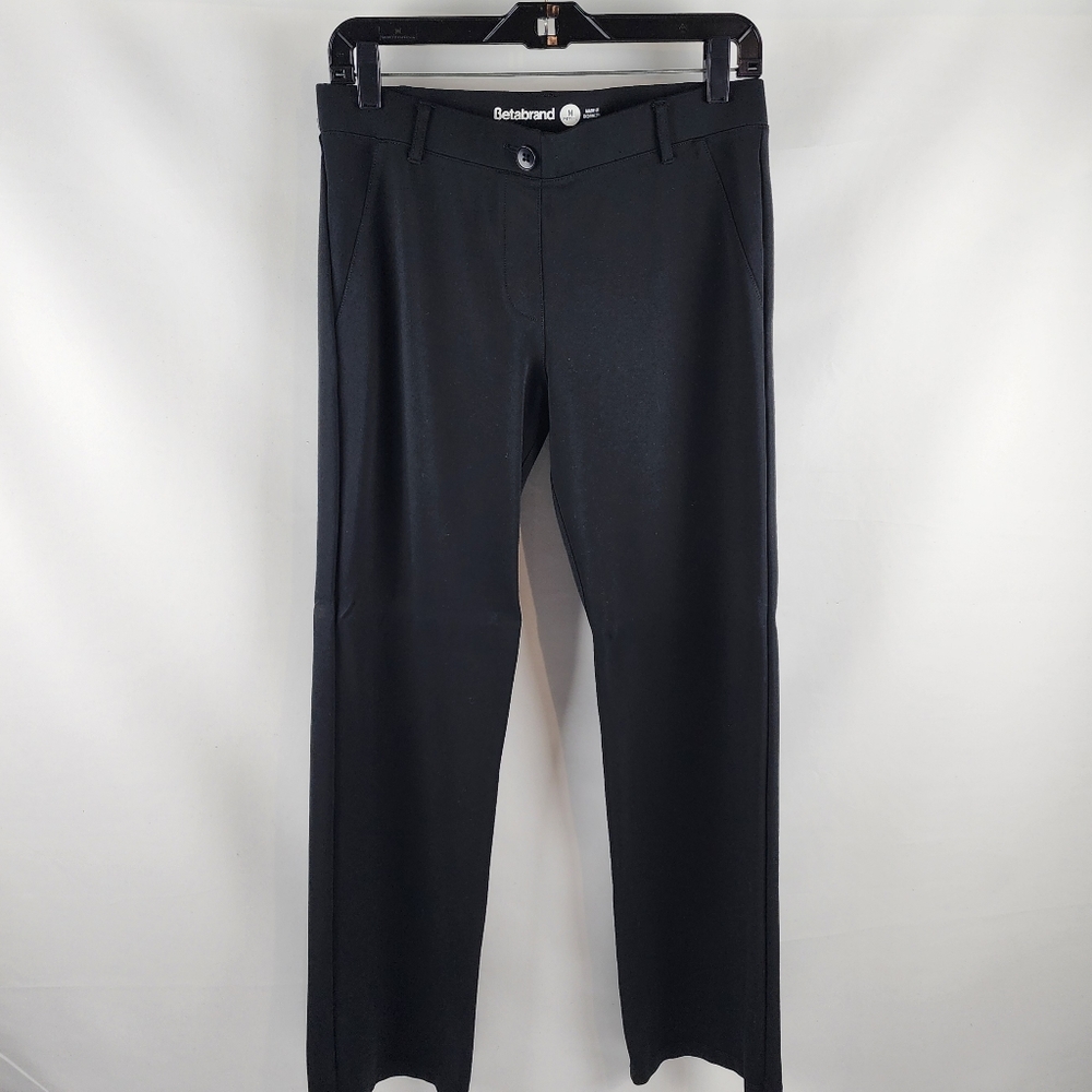 Betabrand Womens Classic Dress Pant Yoga Black Stretch W0076-SF Size M-Petite